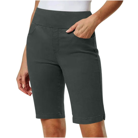 Gmdeguo Womens Stretch Chinos Shorts Outdoor Hiking Shorts High Waist Slim Fit Short Pants Summer Casual Shorts with Pockets Shorts Plus Size Twill Shorts Pull On Bottoms