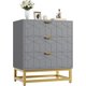 thumbnail image 3 of Gris moderno 3-cajón cómoda de anchura chest con gold metal legs y handles wood almacenamiento organizer para dormitorio sala de estar hallway, 3 of 7