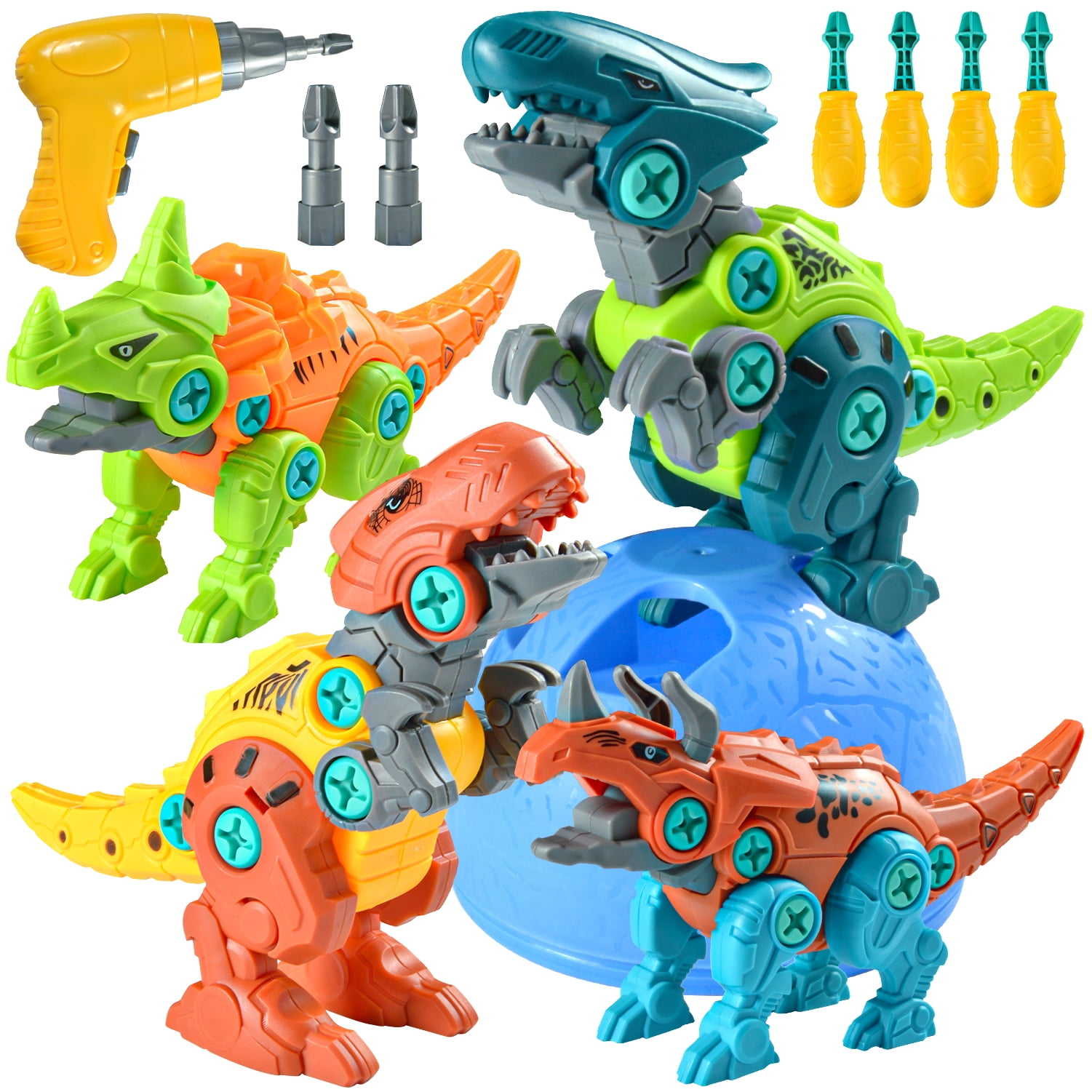 STEM Dinosaur Makes Sounds Lights Up Rolls Take Apart Dinosaur Building Toys Box for Kids Boys and Girls with Drill Kids Construction Toys Age 3 4 5 6 7 8 Year Old Birthday 
