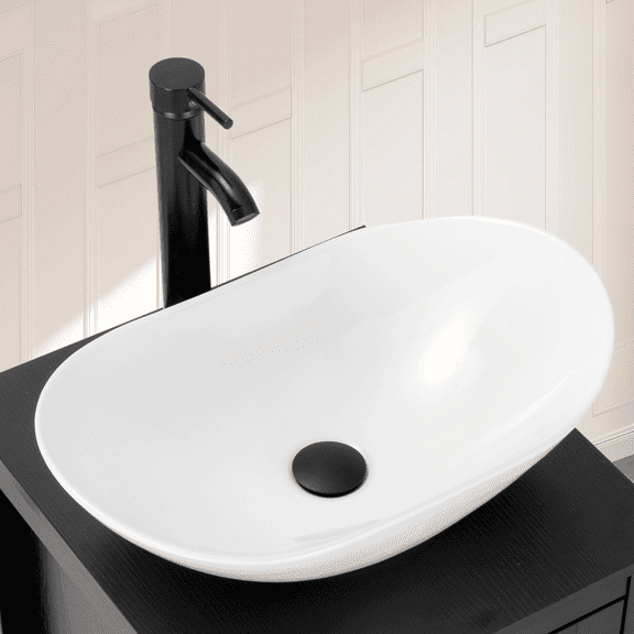Eclife 21" Ceramic Bathroom Vessel Sink with Faucet and Drain