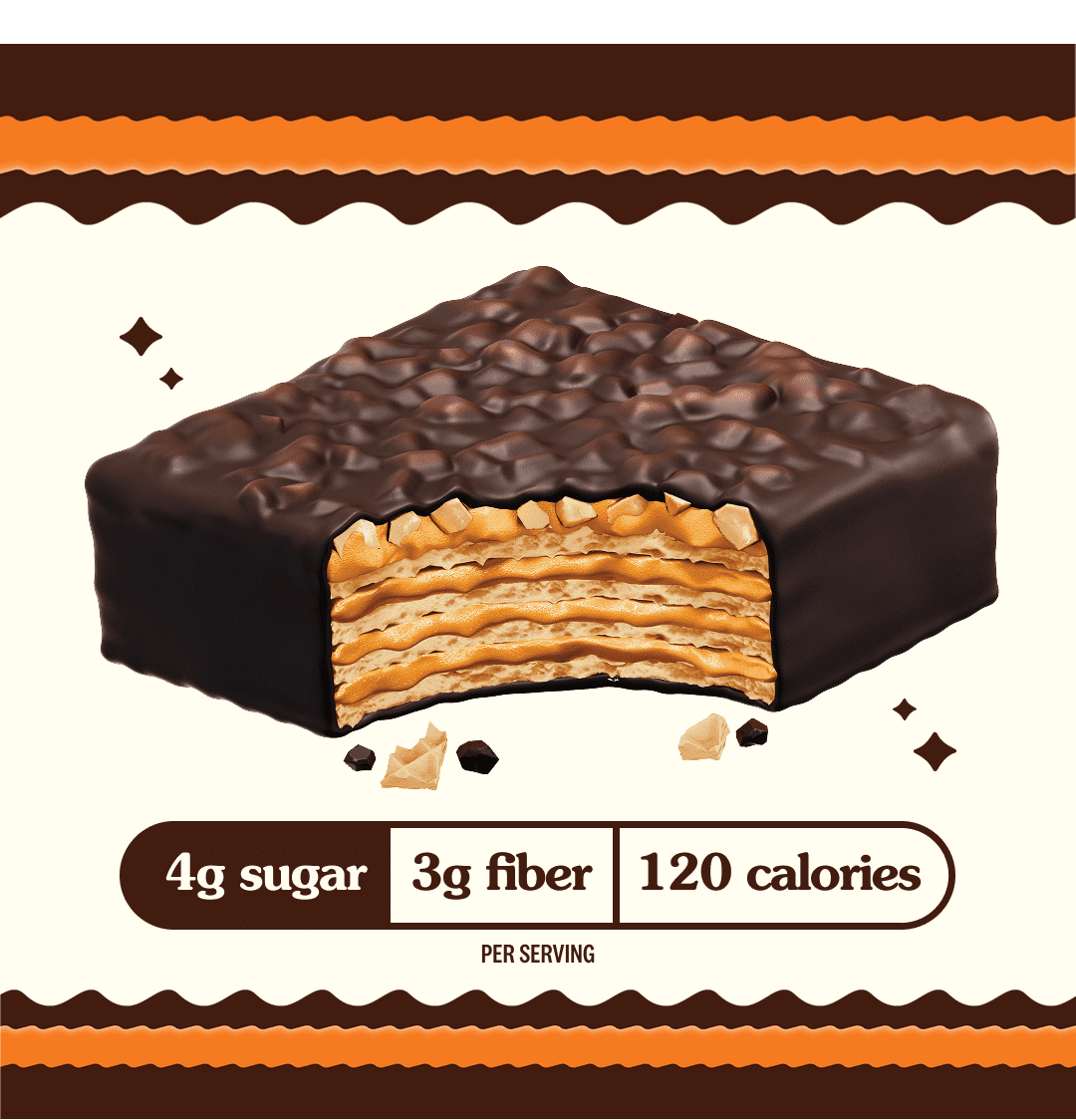 Rip Van Crispy Dark Chocolate Peanut Butter Wafers, Vegan, Low Sugar, 16 Pack