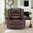 thumbnail image 2 of Recliners with 8-Point Massage & Lumbar Heating, Manual Reclining PU Leather Living Room Chair | Walnut Brown, 2 of 11