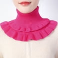 thumbnail image 4 of Naierhg Winter Scarf Autumn Winter Women Fake Collar Ruffles Turtleneck Double Layered Solid Color Coldproof Knitting False Collar Wrap Scarf for Daily Wear Navy Blue, 4 of 7