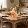 thumbnail image 4 of Adorno de conejo de Pascua – Conejo de pie, espuma, multicolor, 9,25" de alto, lazo brillante, detalle de mesa, decoración de vacaciones de primavera, 4 of 6