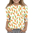 thumbnail image 2 of Blusas y camisas de manga larga con cuello redondo y estampado de Pascua, camiseta interior de cuello redondo y manga tres cuartos para niños de talla mediana y grande., 2 of 9