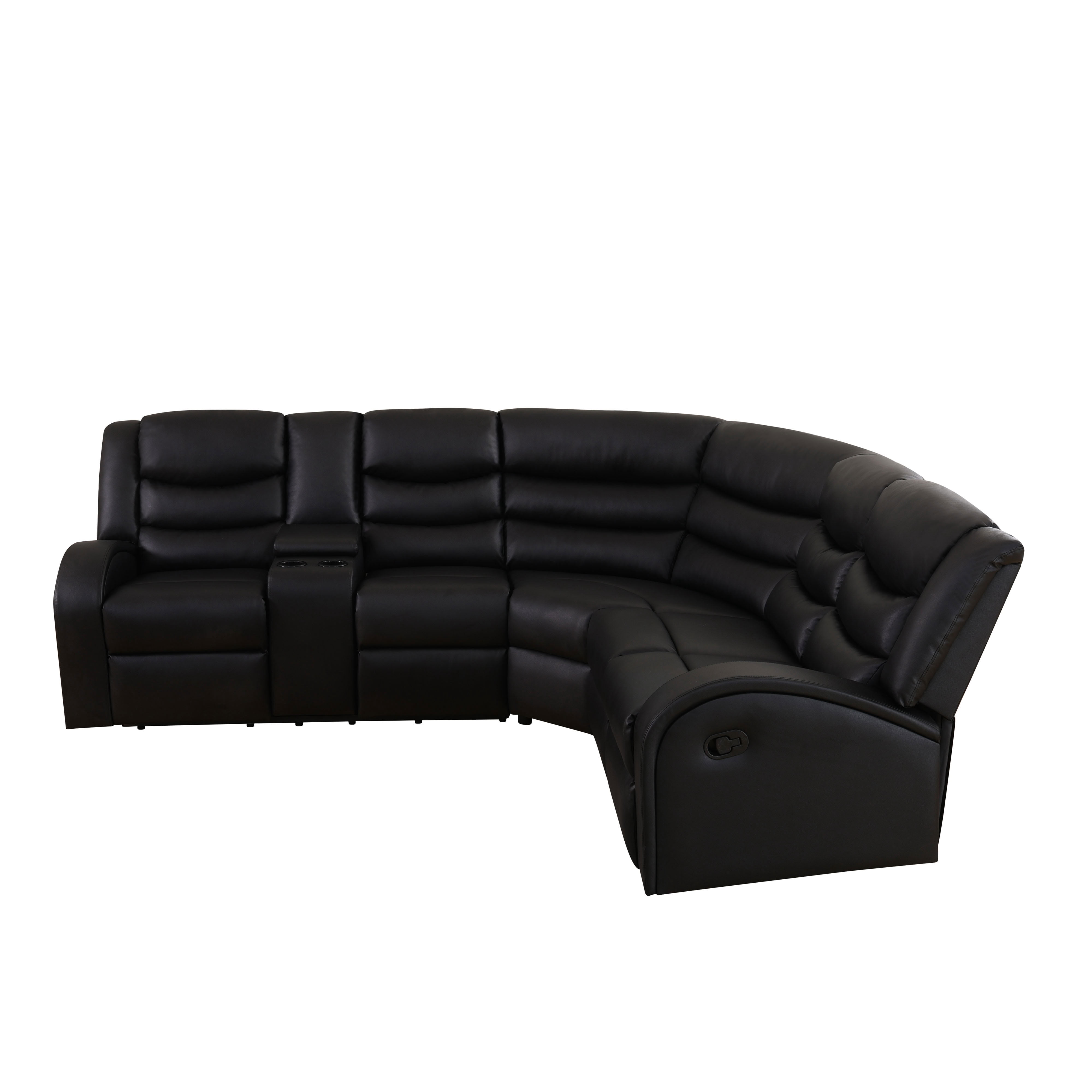 MAYEERTY Intelligent Sectional Recliner Sofa Set with Semi PU Leather, Cup Holders & Storage Slot for Living Room