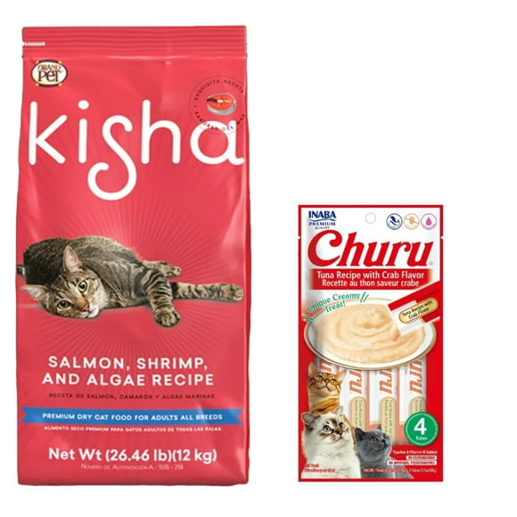 Kisha 12 KG + Churu Atún con Cangrejo Sobre con 4 Tubos