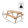 thumbnail image 4 of JONATHAN Y BNH200B-NEW Shoreham 55" Modern Classic Outdoor Wood Picnic Table Benches with Umbrella Hole, Light Teak, 4 of 7