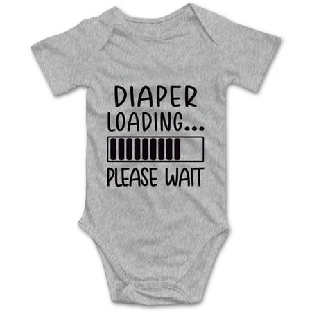 DOQOSESHY Funny Baby Diaper Loading Bodysuit Infant Humorous Clothes Toddler Cotton Short Sleeve Outfits 24 Months Grey