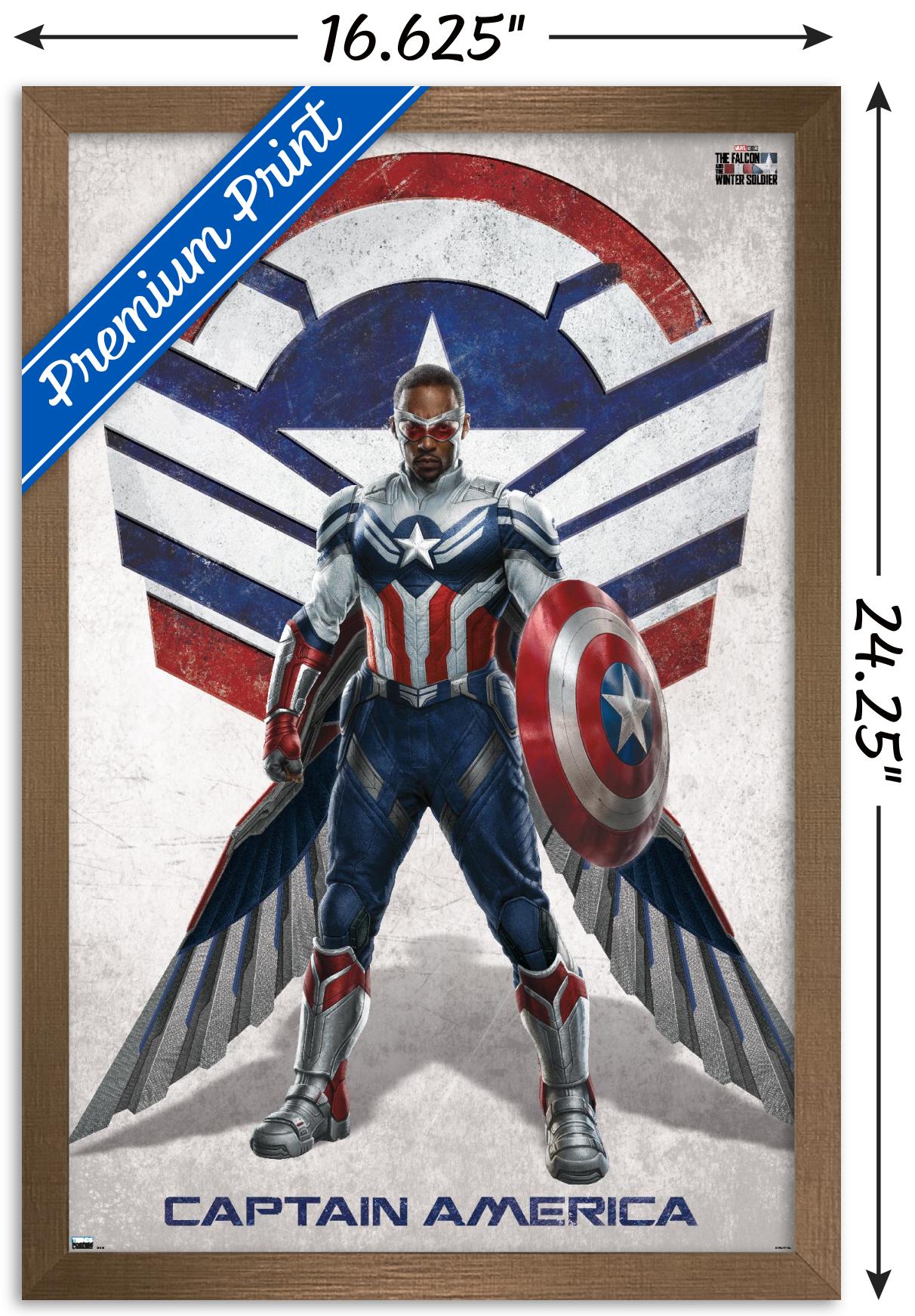 Marvel Falcon and Winter Soldier - Falcon Portrait Wall Poster, 14.725" x 22.375", Framed