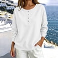 thumbnail image 3 of GERsome Sweatshirt for Women Henley Button Crew Neck Long Sleeve Pullover Tops Solid Color White M, 3 of 6
