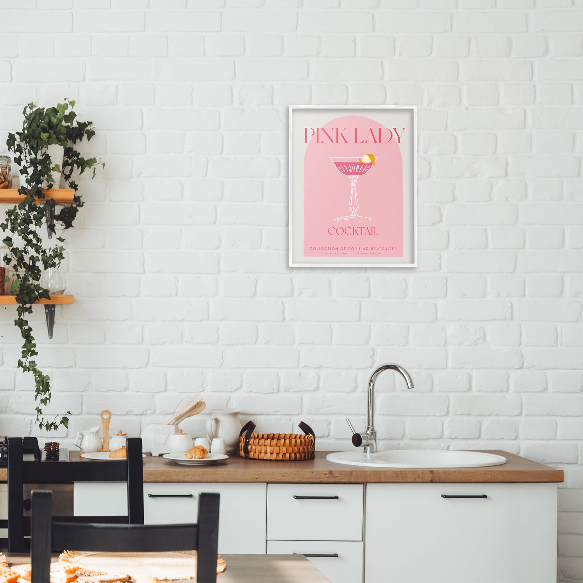 Stylish Retro Pink Lady White Framed Giclee Art, design by Lil' Rue