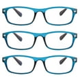 thumbnail image 2 of EYE ZOOM 3 Pack Retro Rectangular Plastic Frame Blue Light Blocking and Anti UV Reading Glasses, Blue, +1.25, 2 of 6