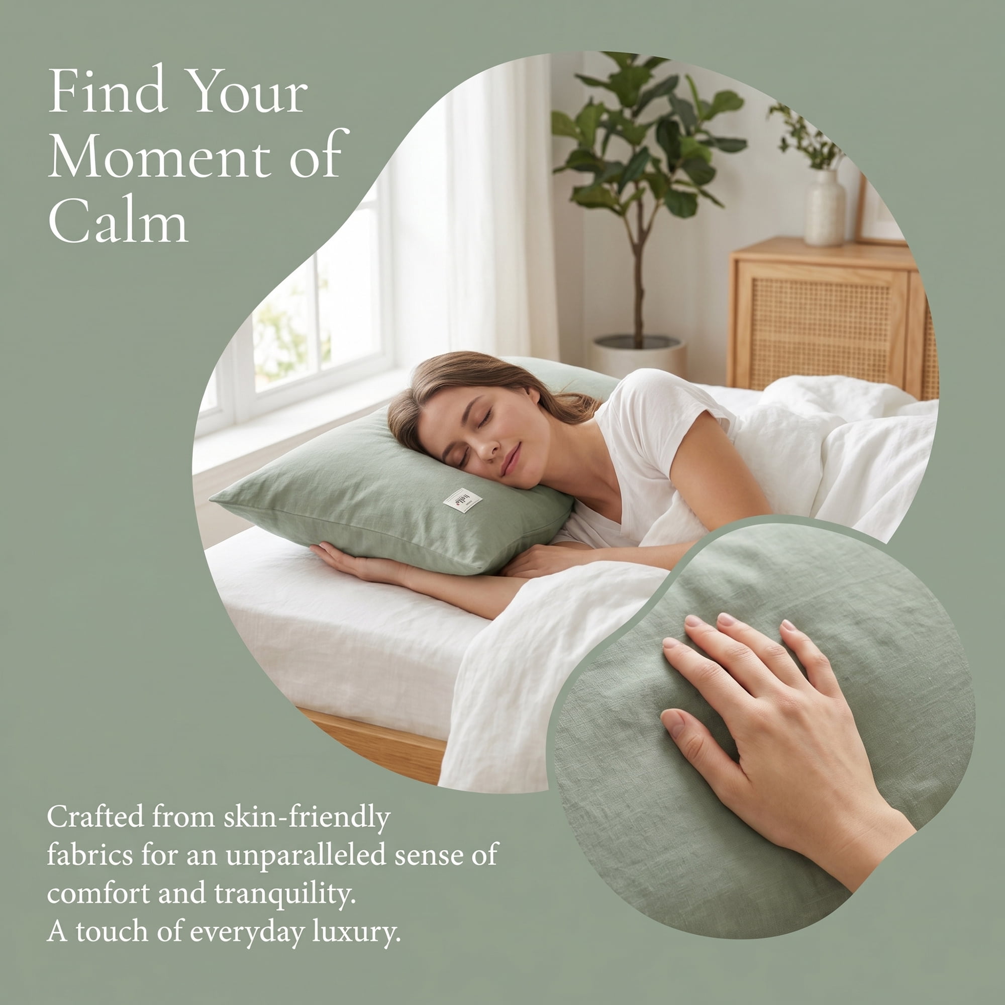 Unique Bargains 2 Pack Cotton Pillowcase Smooth Cooling Pillow Cases Envelope Closure Queen Green - Khaki