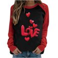 thumbnail image 2 of Día de San Valentín Moda Mujer Casual Manga larga O-cuello Patchwork Impreso Señoras Tops Pompotops  gfhjh15837, 2 of 4
