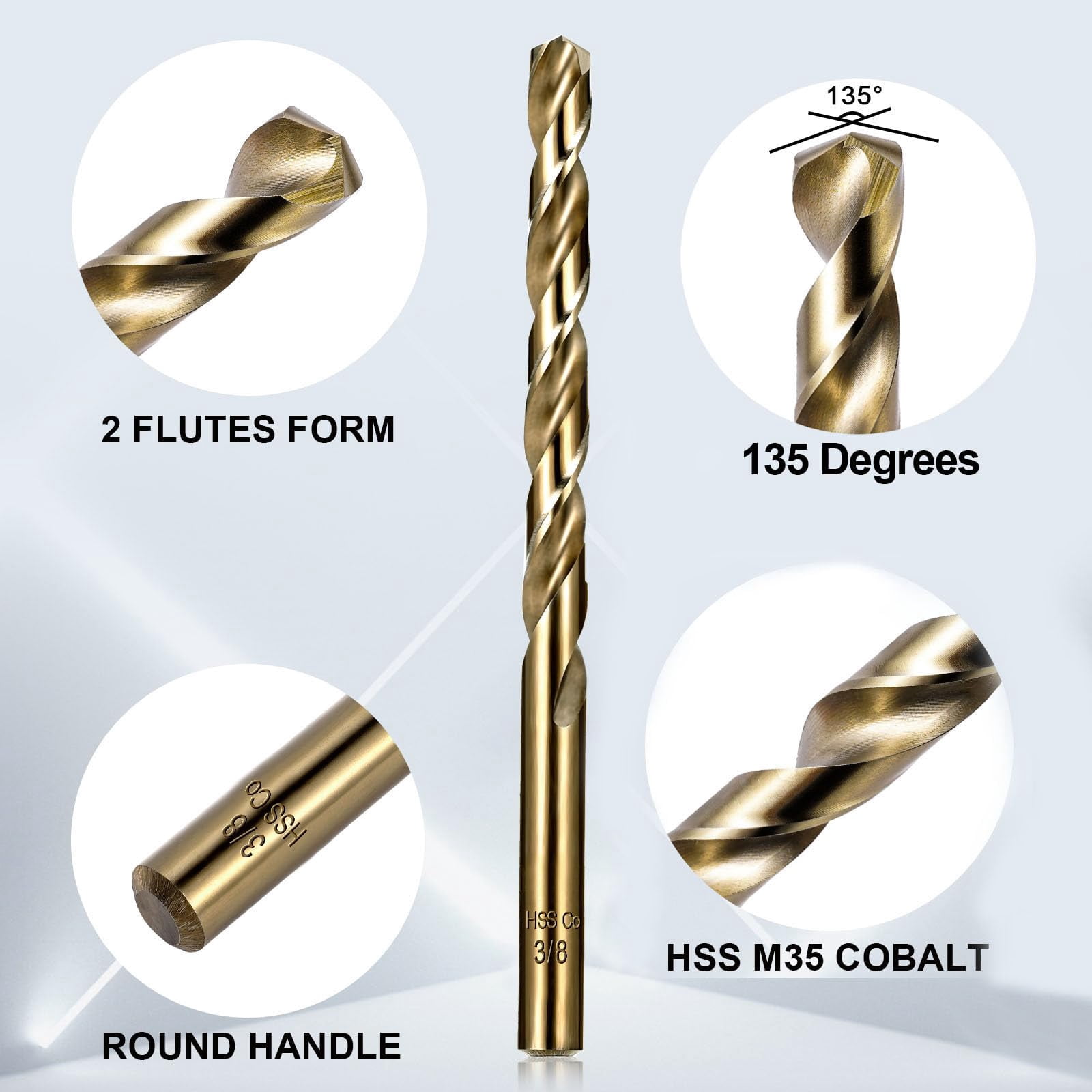 Cobalt Drill Bit Set for Metal and Hardened Steel, 21Pcs M35 HSSTwist Jobber Metal Drill Bits 1/16"-3/8", with Index Storage Box