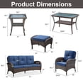 thumbnail image 2 of Opohoro 7-Piece Outdoor Conversation Set with Lounge Chairs, Patio Sofa and Ottomans, Coffee & Side Tables, Brown/Blue, 2 of 13