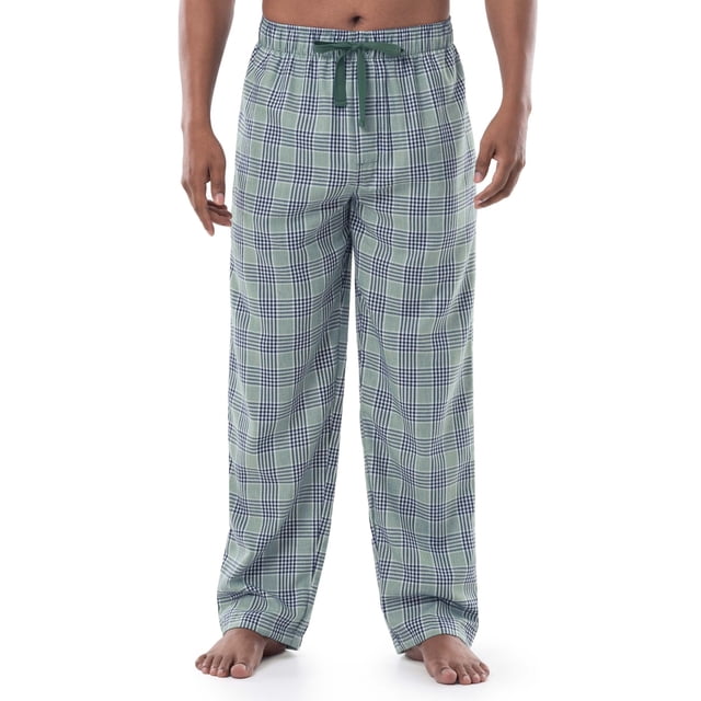 Pantalón de Pijama para Hombre IZOD de Poliéster-Rayón a Cuadros Verde y Azul Marino Talle M