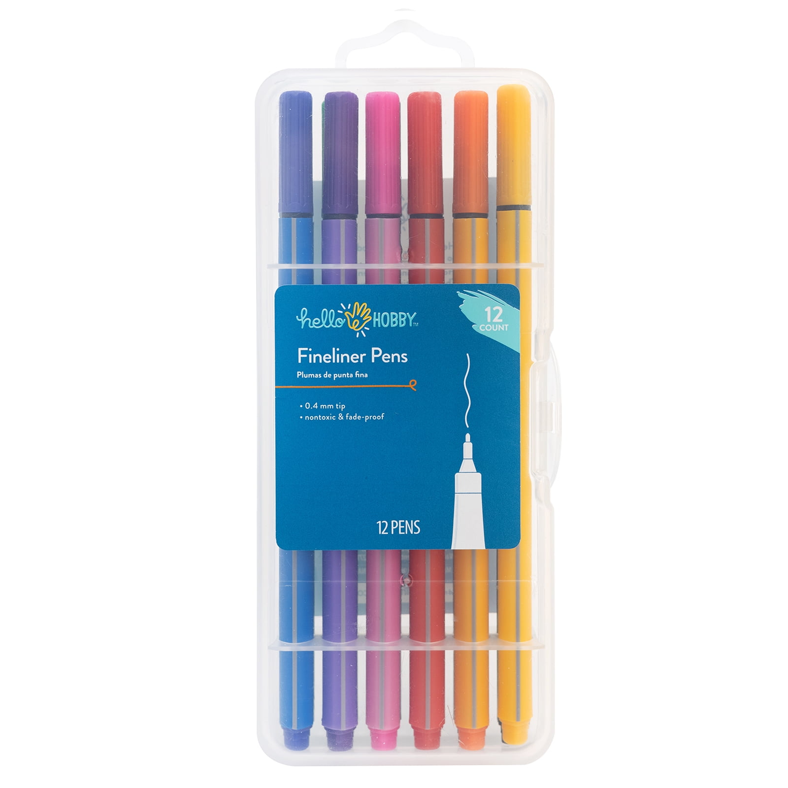Hello Hobby Fineliner Fine Point Ink Pens, Multicolor, 12 Count