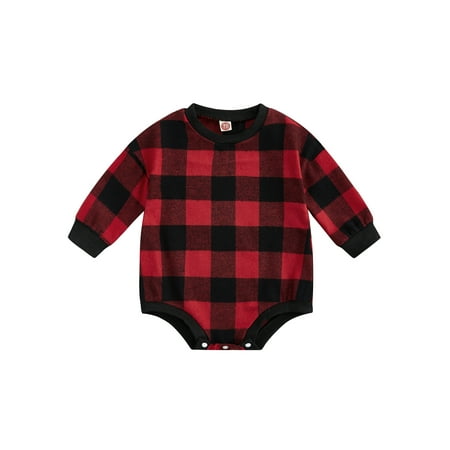

JYYYBF Christmas Toddler Baby Boys Girls Rompers Plaid Casual Round Neck Long Sleeve Jumpsuit for Spring Autumn Red Plaid 12-18 Months