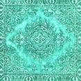 thumbnail image 1 of Ahgly Company Machine Washable Indoor Square Abstract Turquoise Blue Modern Area Rugs, 5' Square, 1 of 4