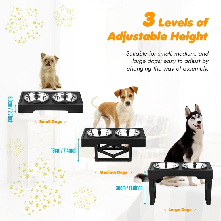 Pet Supplies : Elevated Dog Bowls, 3'' -18'' Adjustable Raised Dog