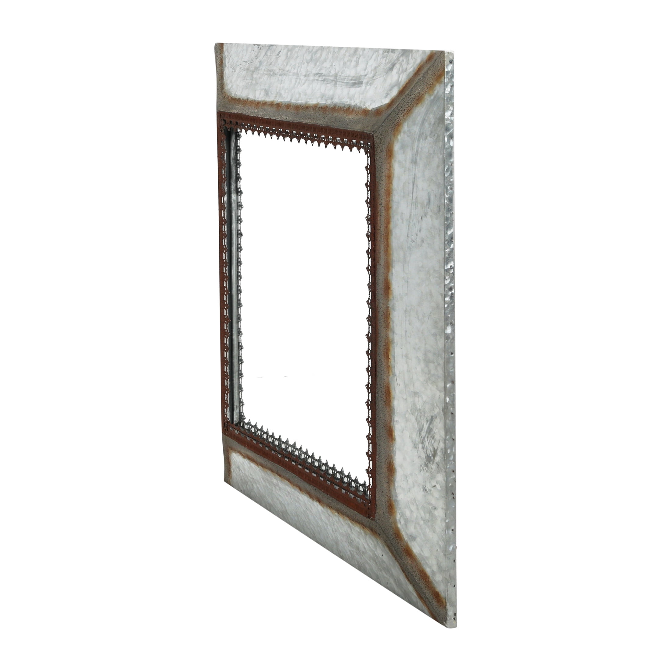 Creative Co-Op Creative Co-Op Square Metal Framed Wall Mirror, Distressed Galvanized