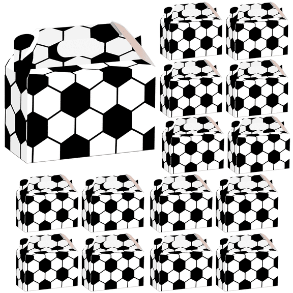 15 Pack Soccer Party Favor Boxes, 6" x 3" x 3.5" Football Themed Treat Candy Snack Gift Boxes for Boys Birthday Sports Party Decorations