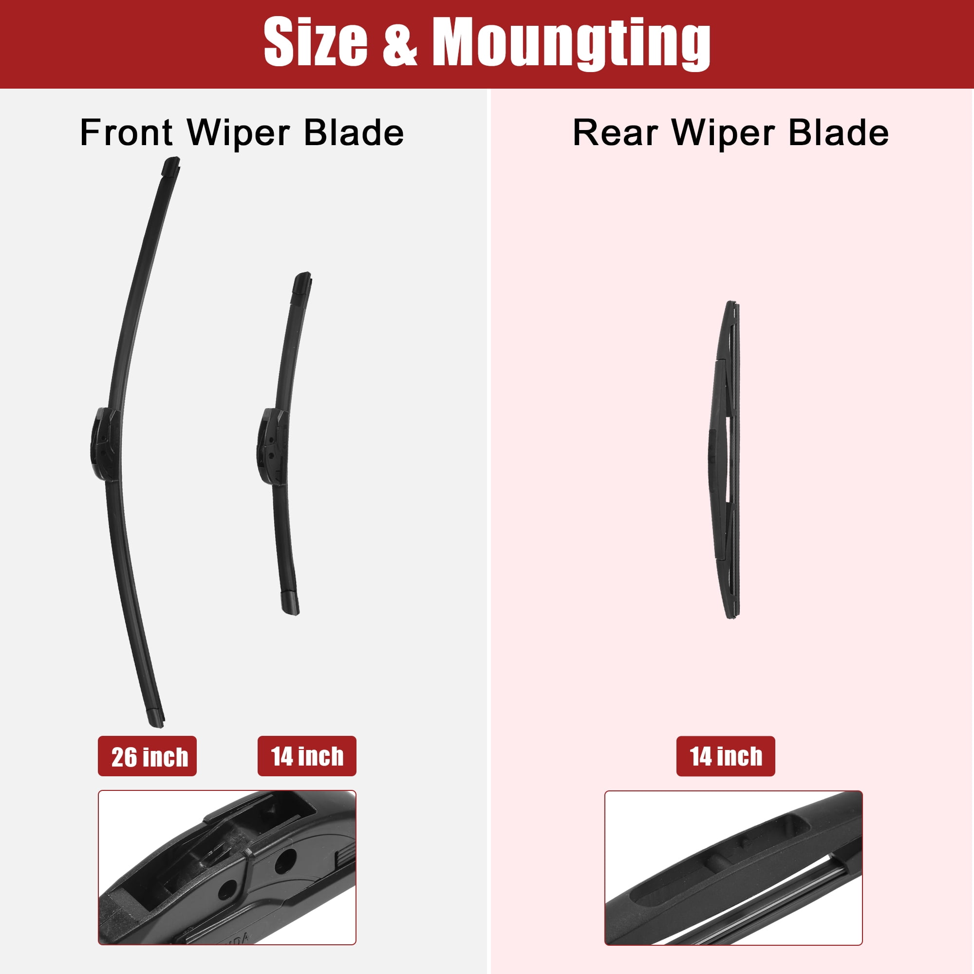 Unique Bargains Front Rear Windshield Wiper Blade Set for Nissan Rogue 2008-2013