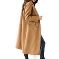 thumbnail image 5 of Grianlook Women Calf Length Long Sleeve Coat V Neck Lapel Collar Jacket Winter Warm Solid Color Outwear Khaki L, 5 of 6