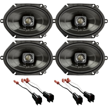 2 Pairs (QTY 4) of Polk DB572 5x7" 225W 2-Way Car Boat Coaxial Stereo Marine Audio Speakers, 2 Pairs of Metra 72-5600 Speaker Adapter for Select Ford Vehicles