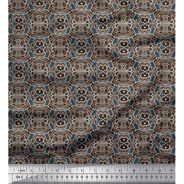 Soimoi Moss Tissu Georgette Artistique Imprimé Floral au Mètre 42 Pouces de Large