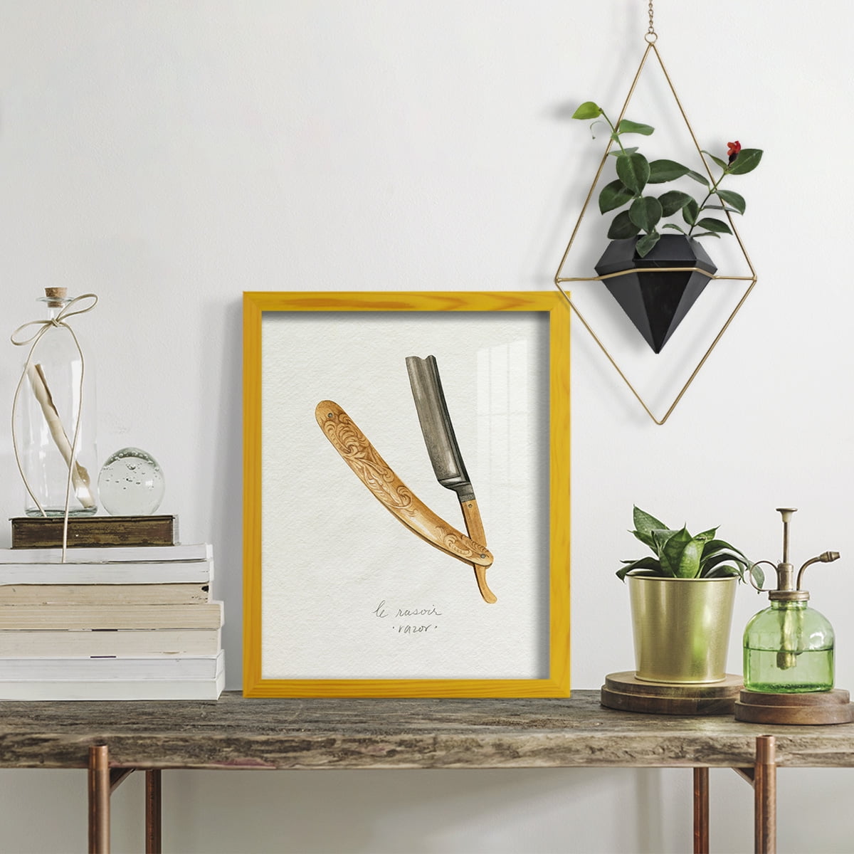 Gilded Toiletries I - Framed Print w/glass - Sunflower Yellow