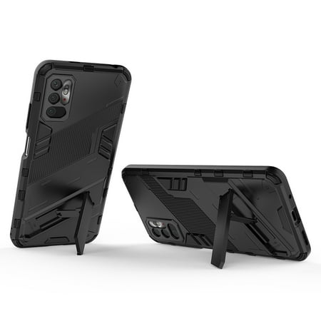Shoppingbox Case with Tempered Glass Screen Protector for Xiaomi Redmi Note 10 5G, Shockproof Protection Cover - Black