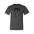 thumbnail image 2 of Wild Bobby, Rainbow Colored Skull in the Shadows, Pop Culture, Men Graphic Tees, Heather Black, Medium, 2 of 3