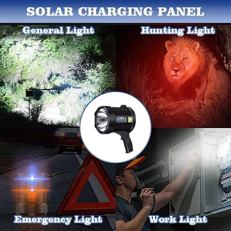VEVOR 200,000 Lumens Rechargeable Spotlight – IP67 Waterproof, 350m Beam, 4 Modes For Hunting & Camping