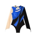 thumbnail image 5 of Haitryli Women's Rhinestone Long Sleeve Leotard Gymnastics Ballet Dancewear Blue XL, 5 of 7