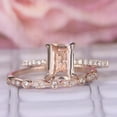 thumbnail image 1 of Perfect Bridal Set on Sale 1.50 carat emerald Cut Morganite and Diamond Bridal Set in Rose Gold: Bestselling Design, 1 of 2