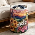 thumbnail image 3 of Boho Floral Landscape Laundry Basket,Quilted Fabric Storage Hamper with Sturdy Handles,Artistic Sunflower Print Organizer for Dirty Clothes,Towels and Home Decor, 3 of 6