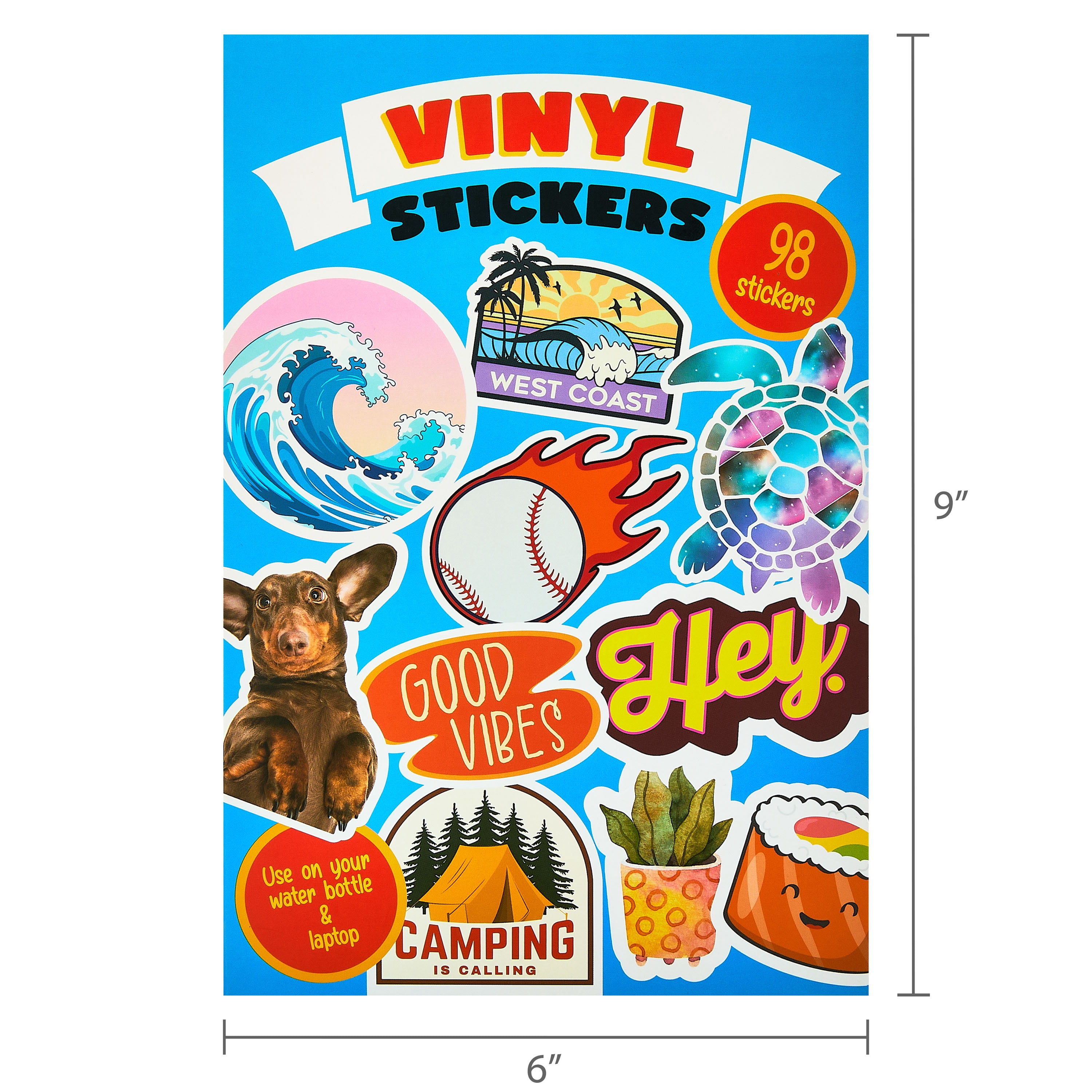 Pen+Gear Vinyl Sticker Book, 14 Sheets with 98 Stickers