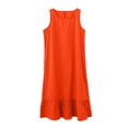 thumbnail image 3 of DondPO Midi Dresses for Women Sundresses for Women Pleated Solid Fashion Soft Sleeveless Dress Vest Women's Casual Color O-Neck Women's Dress Summer Dresses Pleated Skirts Orange Dress L, 3 of 4