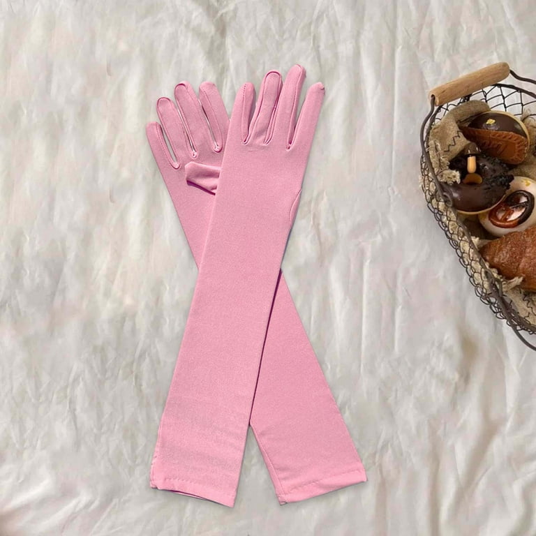Anuirheih Long Elbow Satin Gloves, 18'' Women's Wedding Party
