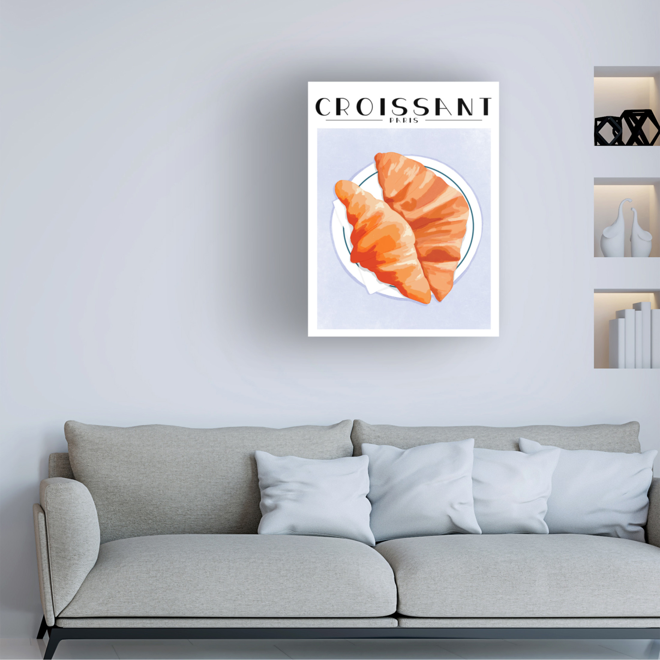 Canvas Wall Art - Bykammille  'Croissant Paris' Wall Art for Living Room, Bedroom, or Office Décor by Trademark Fine Art - 18 x 24 Inches