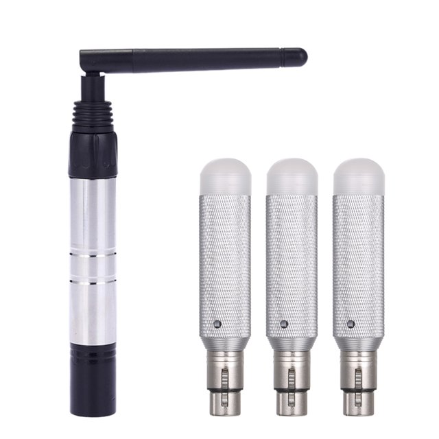 Transmisor DMX Irfora DMX512 2.4G ISM Transmisor inalámbrico + 3 unidades Receptores incorporados Baterías recargables Distancia de transmisión visible de 800 m de largo para LEDs Luz de fiesta en el Irfora Transmisor DMX