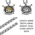 thumbnail image 5 of K-KED Viking Odin Protector Rune Triangle Alarm Clock Stainless Steel Pendant Necklace-Silver/Gold, 5 of 5
