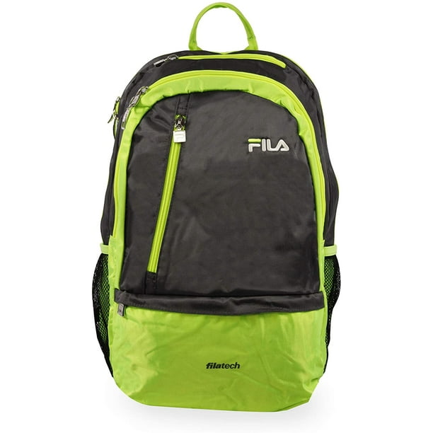 Fila Duel Tablet and Laptop School Backpack Grey Lime One Size