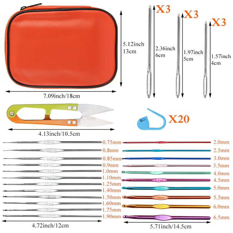 Evjurcn 61Pcs Crochet Hooks Set Ergonomic Knitting Needles Weave Yarn Kits  with Storage Case and Crochet Accessories for Beginners and Experienced  Crochet Lovers 