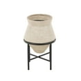 thumbnail image 6 of DecMode 20" Wide Beige Metal Vase with Black Metal Stands, 6 of 10