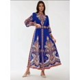 thumbnail image 6 of Printed Long Sleeve Maxi Dress with Belt, 6 of 6