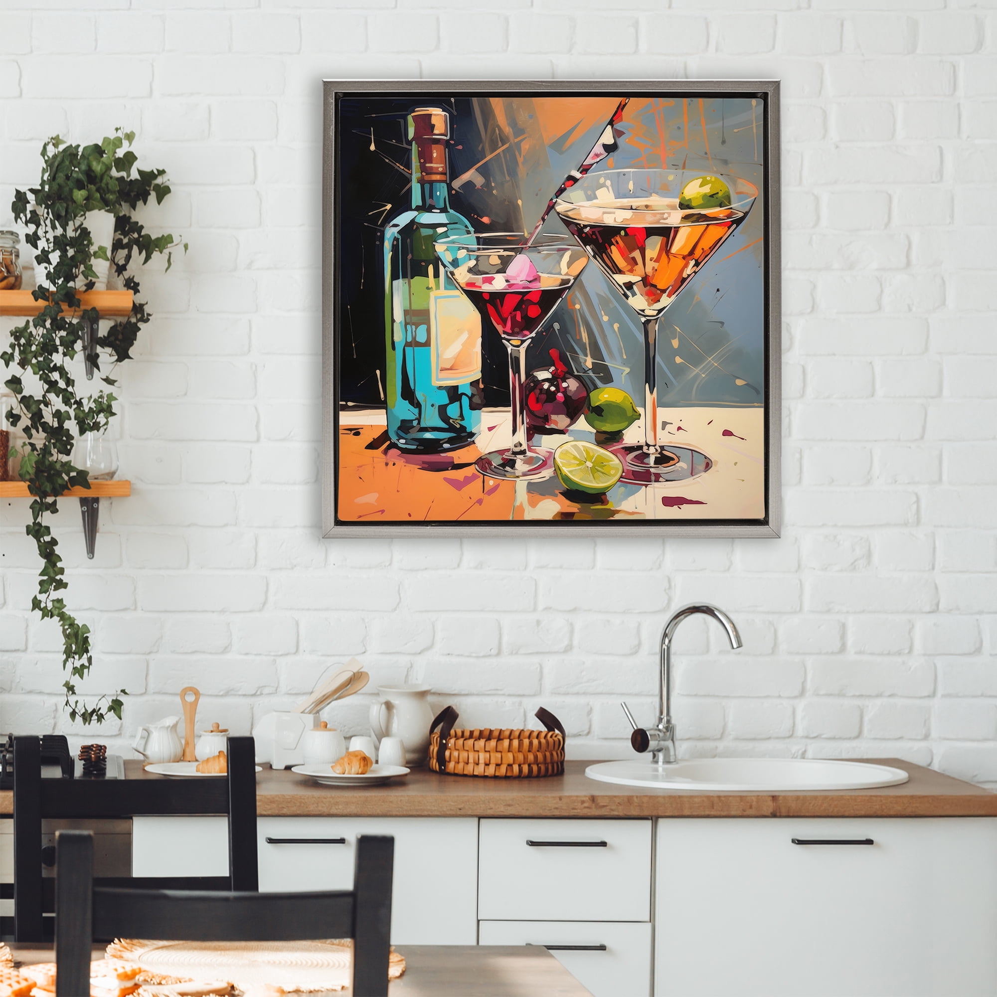 Stupell Industries Every Sip of Martini Night Gray Framed Floater Canvas Wall Art, design by Lazar Studio